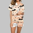 thumbnail image 2 of SwiftWear Women's Halloween Pajamas Set Collared Button Down Sleepwear Cute Ghost Spider Print Lounge Shorts Set Soft Homewear L, 2 of 5