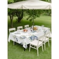 thumbnail image 4 of Outdoor Tablecloth with Umbrella Hole for Patio/Picnic/Party/Camping, Navy Beach Scallops Waterproof Table Cloth Rectangle Table Cover Washable, Vintage Summer Coastal Green Leaves (54"x 80"), 4 of 9