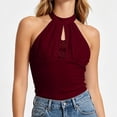 thumbnail image 5 of Favoffer Women's Halter Neck Tank Black Tone Lace Hollow Out Elegant Slim Silhouette Night Daily Casual Summer Blouse, 5 of 6