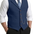 thumbnail image 4 of Vintage Tweed Waistcoat for Men with Chain Detail Retro Lapel Vest Formal Suit Gilet Business Casual Sleeveless Jacket Navy L, 4 of 9