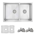 thumbnail image 2 of Stylish Undermount 28" Stainless steel double bowl 60/40 kitchen sink with Grids & Strainers S-403G, 2 of 11