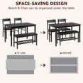 thumbnail image 4 of Dining Table Set for 4, Kitchen Table with 2 Chairs, Bench with Storage Rack, 4 Pieces Dining Room Table Set for Small Place, Apartment, Kitchen, 4 of 5