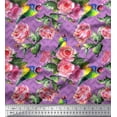 thumbnail image 1 of Soimoi Poly Georgette Fabric Bird,Leaves & Rose Floral Print Sewing Fabric Yard 52 Inch Wide, 1 of 3