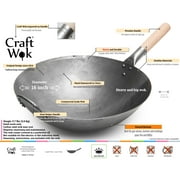 Craft Wok Big 16 Inches Hand Hammered Carbon Steel Wok with Round Bottom / 731W138