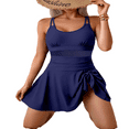 thumbnail image 2 of LYMAYTER Women One Piece Swim Dress Casual Round Neck Swim Skirt for S-2XL Sling Tie Knot Swimsuits, 2 of 10