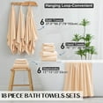 thumbnail image 6 of Kebury 18 Piece Family Bath Towels Set - 6 Bath Sheets, 6 Hand Towels & 6 Washcloths - Microfiber Shower Towels with Hanging Loop Absorbent Ultra Soft Towels for Bathroom Spa Gym- Apricot Yellow, 6 of 7