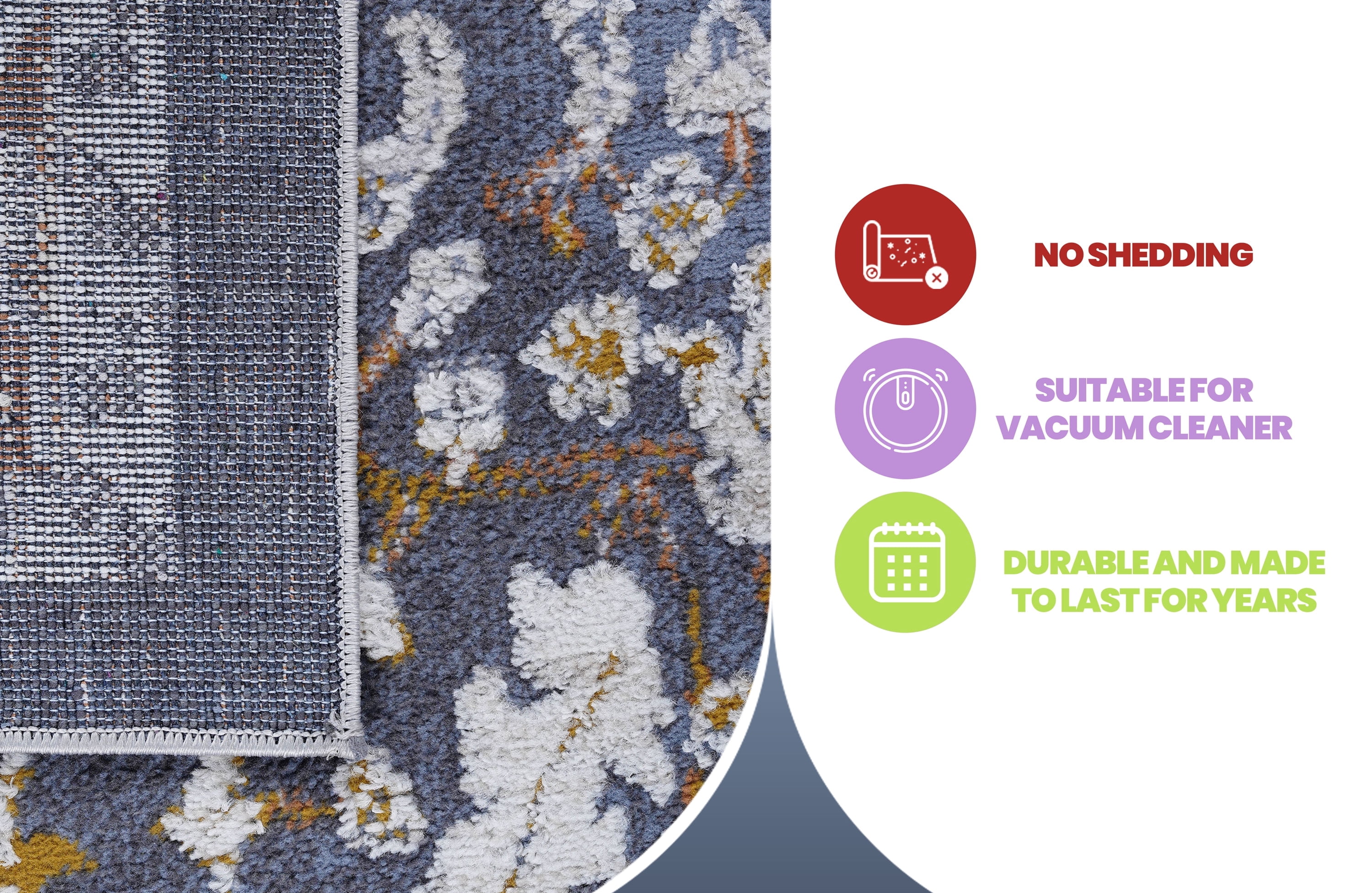 8' x 10' Blue Traditional Area Rug Non-Shedding Stain Resistant Medium Pile Carpet for Living Room Bedroom Dining Room Home Office Entryway