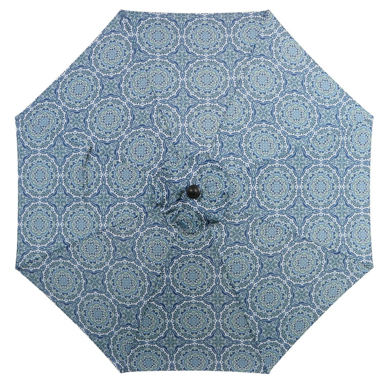 blue green patio umbrella Better Homes & Gardens 9' Blue and Green Medallion Patio Umbrella Crank Lift and 3 Position Tilt