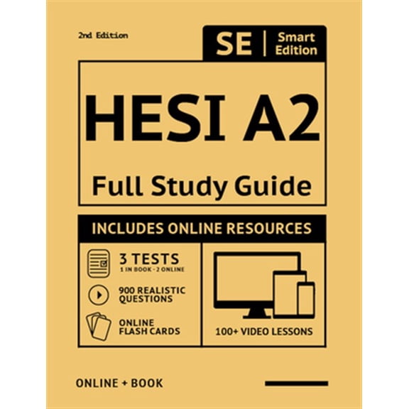 Pre-Owned Hesi A2 Full Study Guide 2nd Edition: Complete Subject Review with 100 Video Lessons, 3 Full Practice Tests Book + Onlin, (Paperback)
