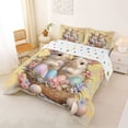 thumbnail image 2 of Erosebridal Cartoon Bunny Rabbit Kids Queen Comforter Set,Colorful Easter Egg Pink Floral Bedding Comforter Set For Girls Reversible 3-Piece, 2 of 7