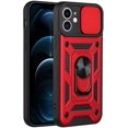 thumbnail image 2 of Sturdy Case for Apple iPhone 12 Mini (Not 12) with Slide Camera Window, Heavy Duty Military Grade Protection Phone Cover Built-in 360°Rotate Ring Stand for Apple iPhone 12 Mini SJ Red, 2 of 14