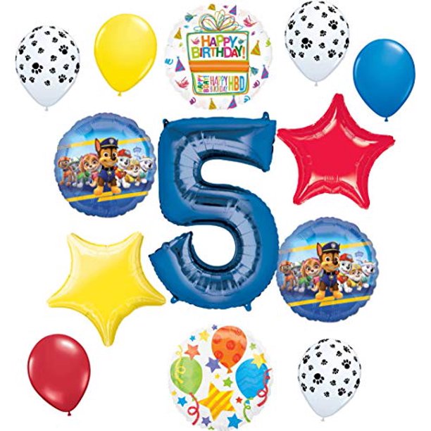 Paw Patrol Party Supplies Pups 5th Birthday Balloon Bouquet Decorations