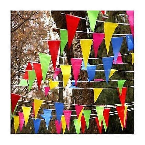 Pennant Banner 80 Meters Triangle Pennants Triangle Double Triangle Flag for Decorating Garden Wedding Birthday Party Indoor Outdoor