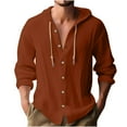 thumbnail image 1 of Yuyuzo Cotton Linen Hoodie for Men Button down Drawstring Hooded Soft Long Sleeve Blouse Tops, 1 of 5