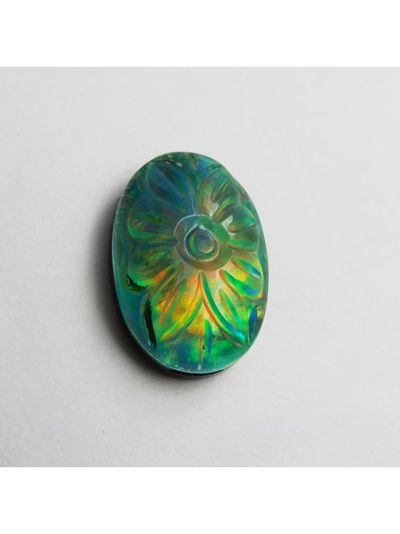 Oval Cut Lab-Created Doublet Opal 19.5 Ct CERTIFIED Ring Size Loose Gemstone