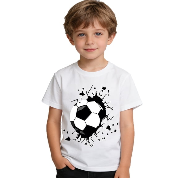 lnmuld Boys' Summer Print Short Sleeve Crew Neck Tee, Casual Comfort Kids Daily Top Color:White,Size:9-10 Years