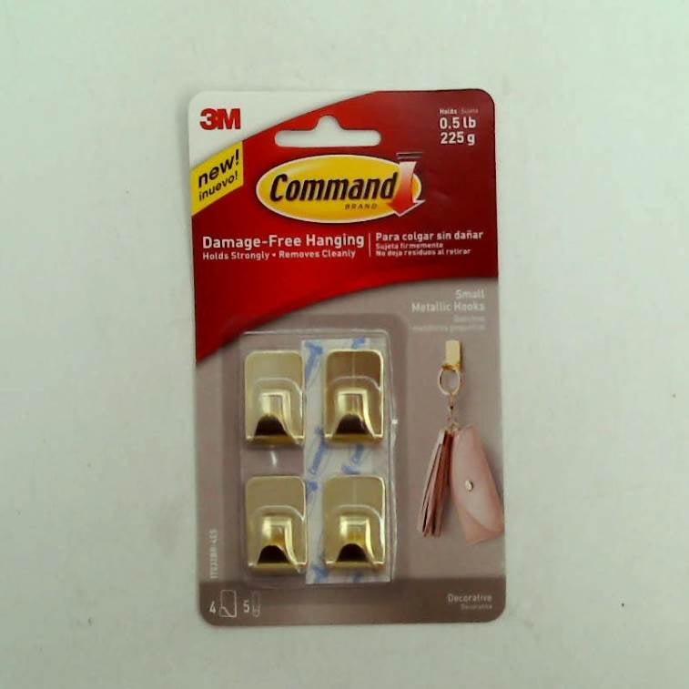 Command Metallic Hooks, Small, Indoor Use, Brass (17032BR4ES