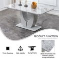 thumbnail image 3 of Modern Gray Marble Textured Dining Table - 63” Gray MDF Table for 4-6 People | Dining Room, Kitchen & Living Room Use, 3 of 17
