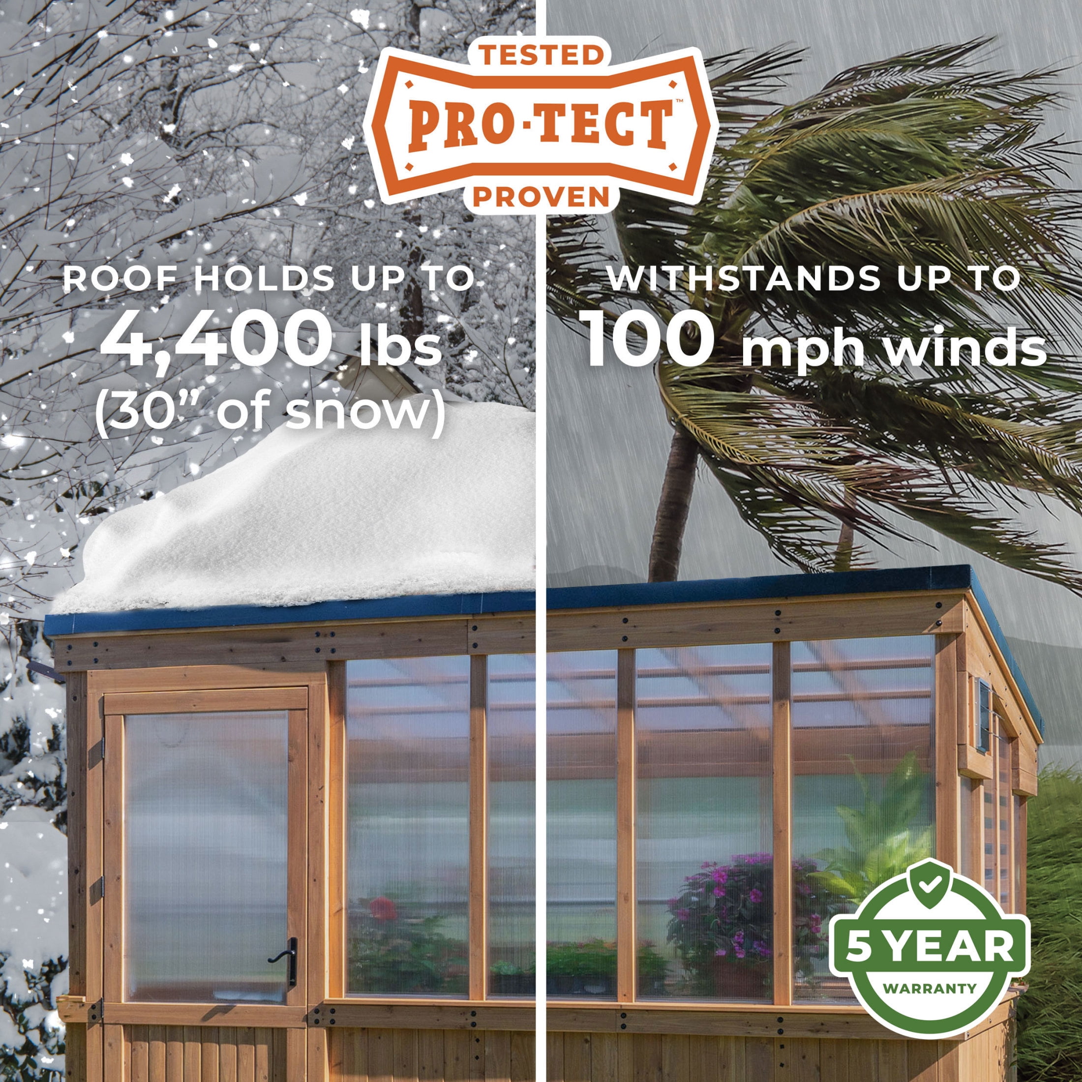 Backyard Discovery Zalie 11' x 7' Cedar Wood and Polycarbonate Greenhouse Kit, PowerPort