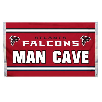 NFL Atlanta Falcons Man Cave Drapeau 3 x 5 avec 4 Œillets, Blanc, Taille Unique