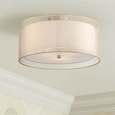 Possini Euro Design Double Drum 18 Wide Champagne Ceiling Light