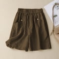 thumbnail image 5 of Endives Women's Linen Short High Waist Casual Shorts Summer Breathable Loose Fit Wide Leg Short Beach Shorts With Pockets Daily Wear, 5 of 6