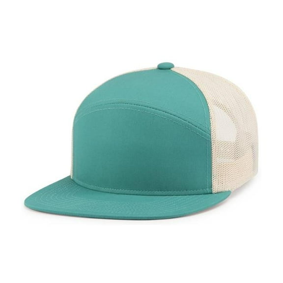 Pacific Headwear P787.53P.OS 6-Panel Arch Trucker Snapback Cap, Teal & Beige - One Size