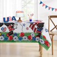 thumbnail image 4 of 4th of July Cartoon Mouse Patriotic Rectangle Tablecloth 60x120 Inch, America Flag Anemone Flower Decorative Table Cloth Dining Table Cover, American USA Firework Dinner Party Picnic Decoration, 4 of 5