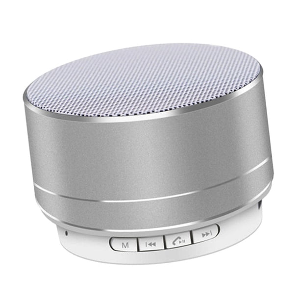 Altavoz estéreo portátil para exteriores con luz LED y micrófono incorporado Plata