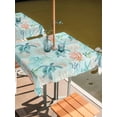 thumbnail image 2 of Outdoor Tablecloth with Umbrella Hole for Patio/Picnic/Party/Camping, Teal Red Turtle Coastal Waterproof Table Cloth Square Cover Washable, Summer Beach Nautical Coral Starfish (54"x 54"), 2 of 8