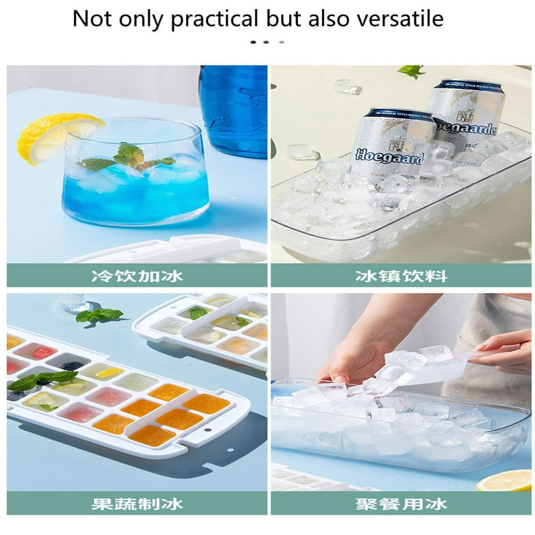 Ice Cube Tray with Lid and Bin, Soft Silicone Ice Bucket for Freezer,  Handheld Coffee Ice mold with Shovel, Stackable Ice Container with Storage  Box