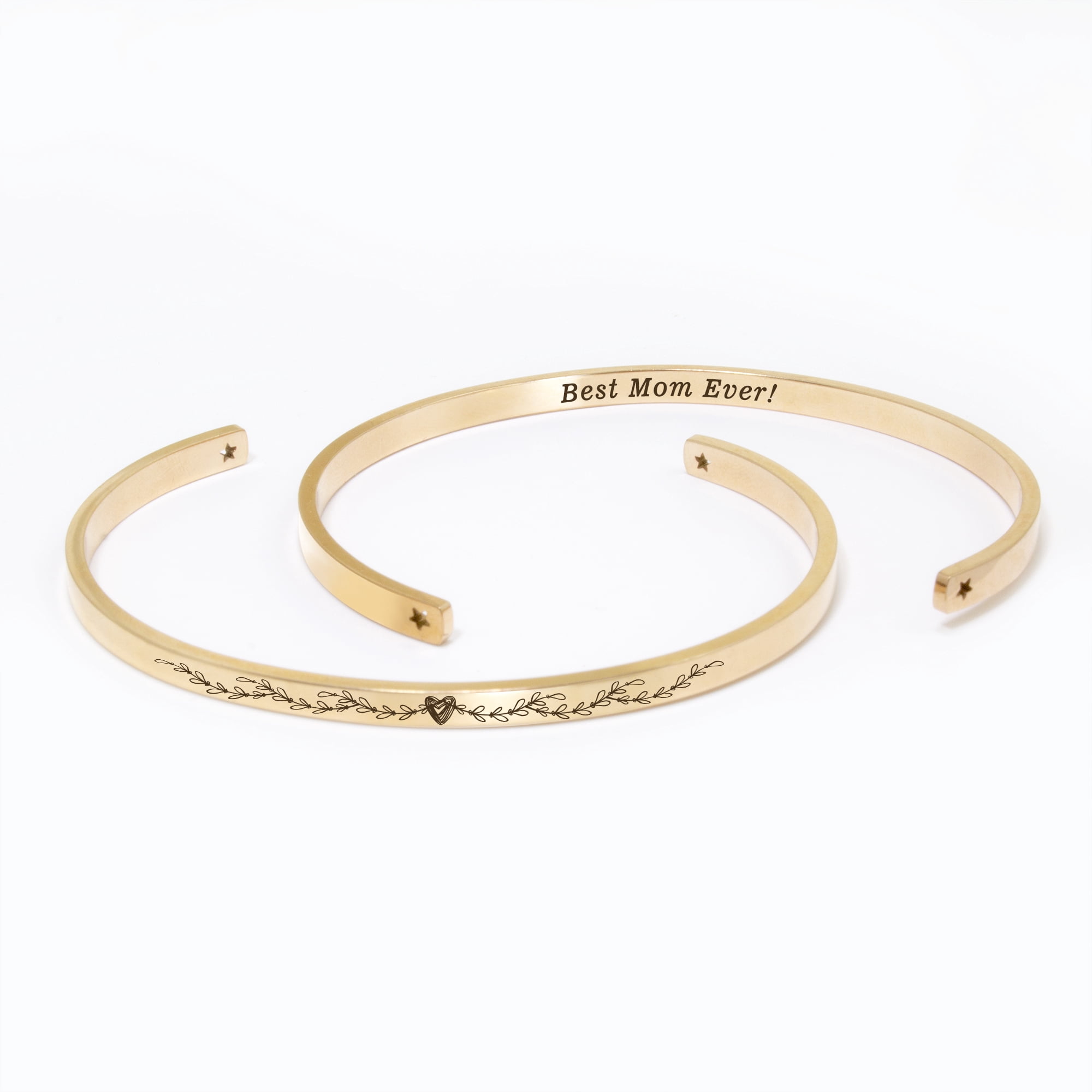 "Best Mom Ever" Adjustable Rose Gold Stainless Steel Cuff Bangle Mother's Day Gift Set