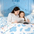 thumbnail image 4 of meiyoeat Blue Ribbon Bow Twin Comforter Sets,Cute Cow Print Bedding Set For Girl,Reversible,2-Piece,1 Comforter and 1 Pillowcase, 4 of 7