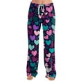 thumbnail image 5 of Womens Heart Print Pajama Pants Valentine Sleepwear Pants Loose Wide Leg Lounge Pants High Waisted Comfortable Pajamas for Relaxing Dark Purple XL, 5 of 8