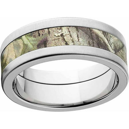 RealTree AP Green Men's Camo Stainless Steel Ring with Cross Brushed Edges and Deluxe Comfort Fit