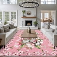 thumbnail image 3 of Large Area Rugs for Living Room Bedroom, Pink Orchid Flowers 5'x8' Rug Washable Carpet Runner Indoor Outdoor, Vintage Floral Leaves Plants Spring Non Slip Floor Mats Rug for Kitchen, Bathroom, 3 of 8