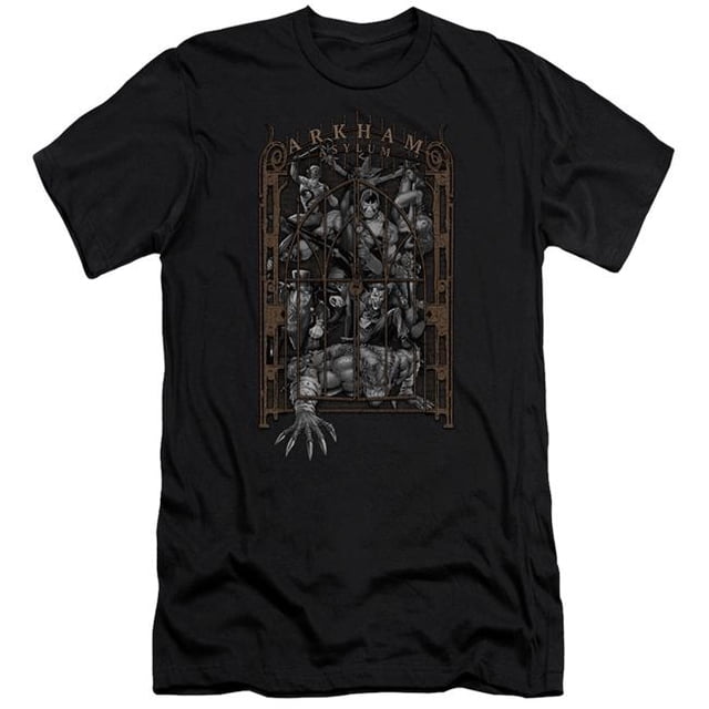 Batman Arkhams Gate-Premuim Canvas Adult Slim Fit T-Shirt, Black - Extra Large