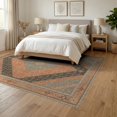 thumbnail image 3 of ODIKA 6'x9' Blue Terracotta Geometric Medallion Washable Area Rug Intricate Diamond Motif with Classic Border Non-Slip, Chair-Friendly, for Dining Room, Under Table, Office Décor, 3 of 7