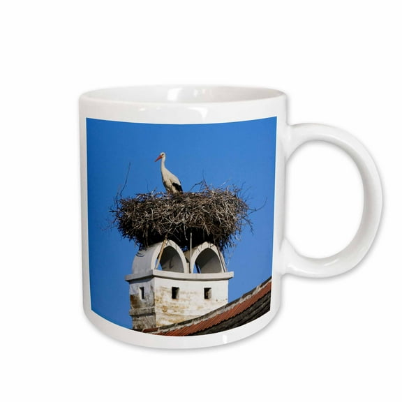 3drose, White Stork Bird, Lake Neusiedl Np, Austria - Na02 Rnu0828 - Rolf Nussbaumer, 15oz Mug