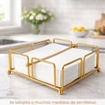 thumbnail image 4 of Servilletero De Metal Dorado Cuadrado Elegante Y Resistente Dorado cubiertos, 4 of 5