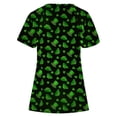 thumbnail image 1 of Top de ropa de trabajo con bolsillo y manga corta con cuello en V y estampado del Día de San Patricio a la moda para mujer Fridja  gope2658, 1 of 3