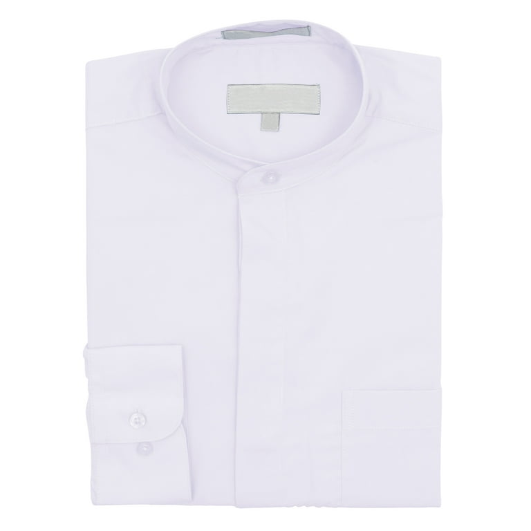 Collarless banded collar store dress shirt