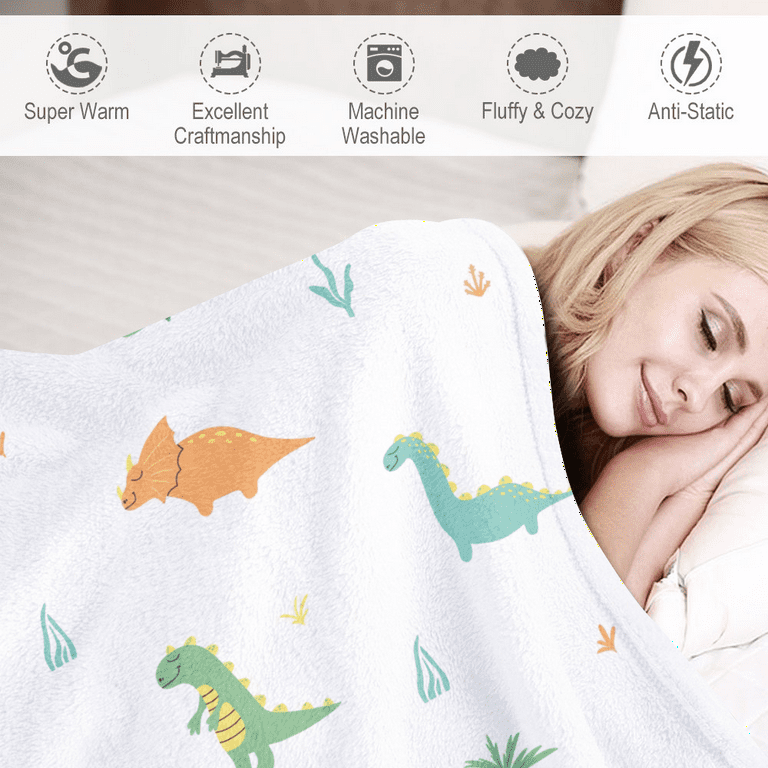 Blanket Cartoon Dinosaurs Print Super Soft Baby Blanket Light Weight Warm Decoration Blanket for Sofa Bed Chair
