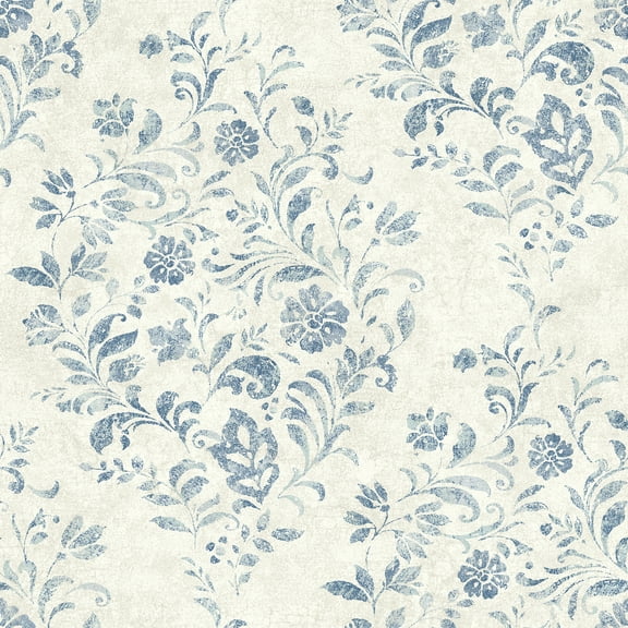 Chesapeake Isidore Blue Scroll Wallpaper