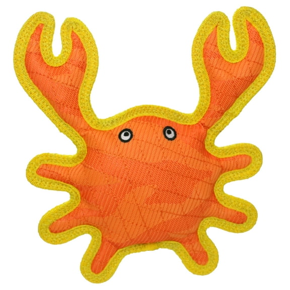 DuraForce Crab Tiger Orange-Yellow Durable Woven Fiber Dog Toy