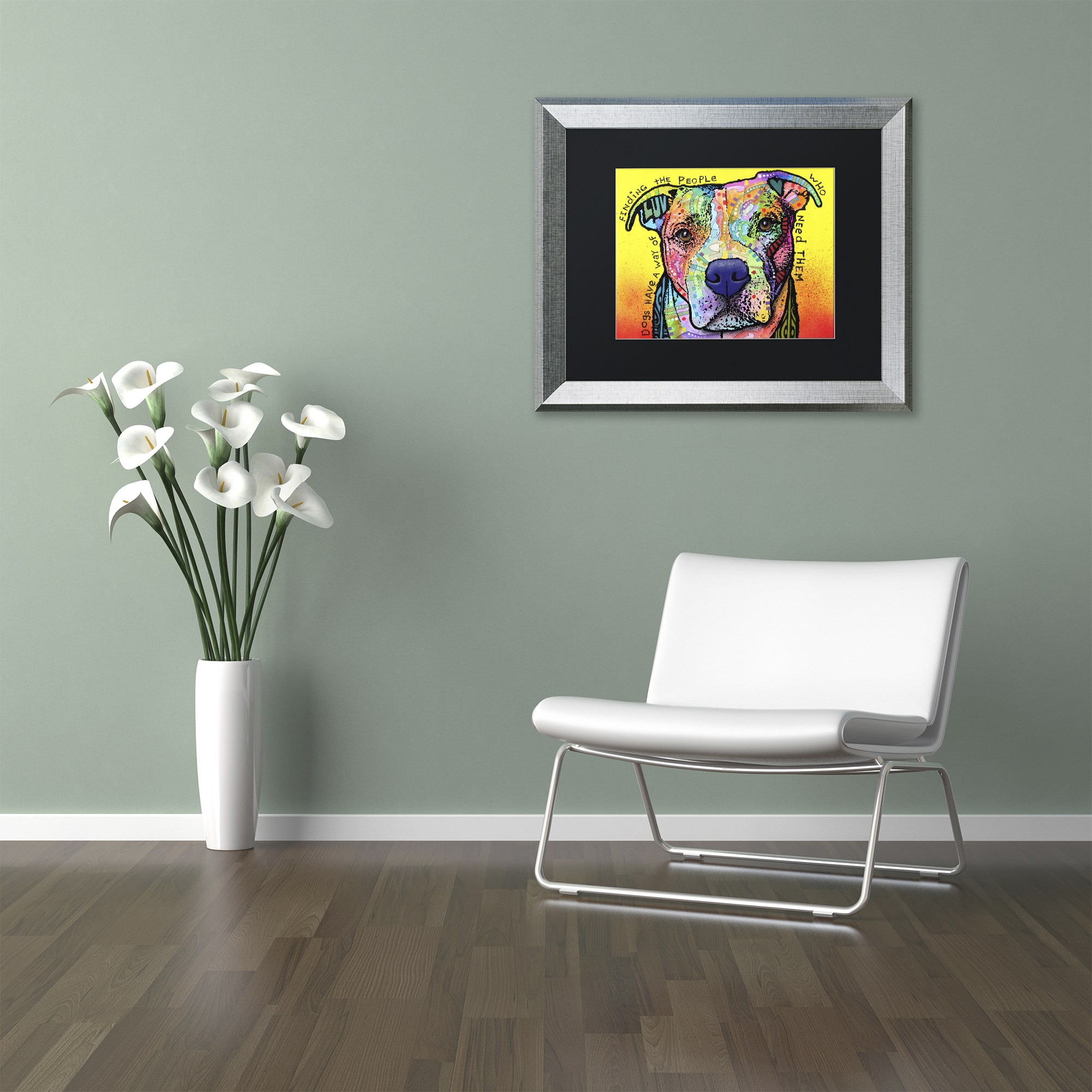 Trademark Fine Art 'Dogs Have A Way' Canvas Art by Dean Russo, Black Matte, Silver Frame