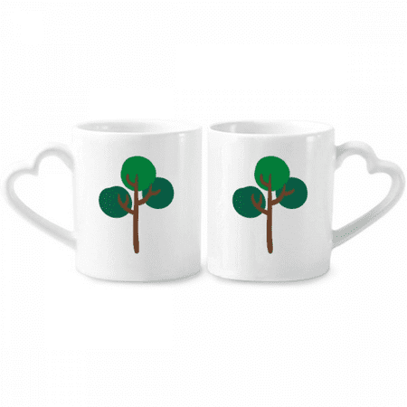 

Spare Tree Green Art Deco Fashion Couple Porcelain Mug Set Cerac Lover Cup Heart Handle