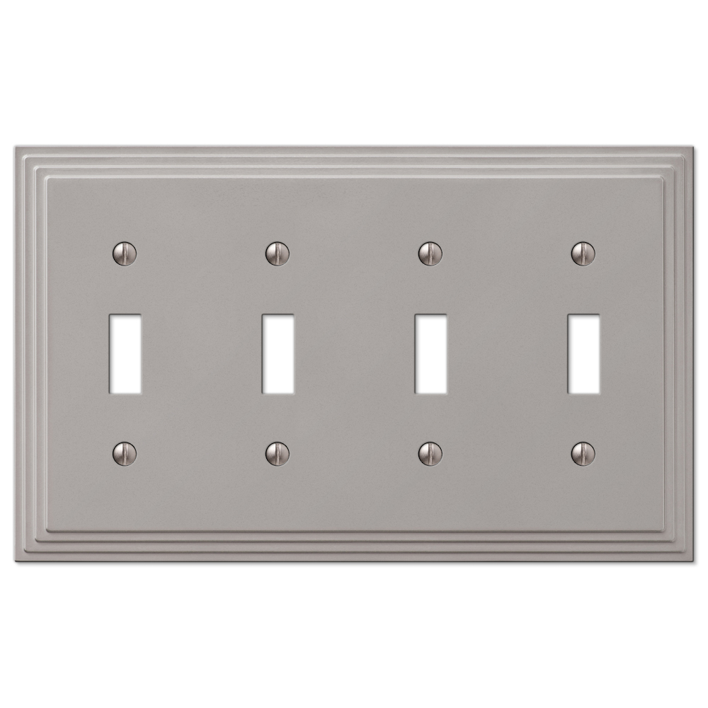 Step Design Four Toggle Wall Switch Plate Cover Satin Nickel