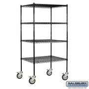 Salsbury Industries 9634M-BLK Wire Shelving - Mobile - 36 Inches Wide - 80 Inches High - 24 Inches Deep - Black
