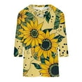thumbnail image 4 of Oalirro Women 3/4 Sleeve T-Shirt Cross Chest V Neck Sunflower Tunic Tops, 4 of 5